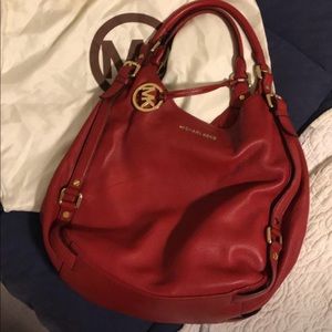 MICHAEL KORS Red Leather Handbag Purse